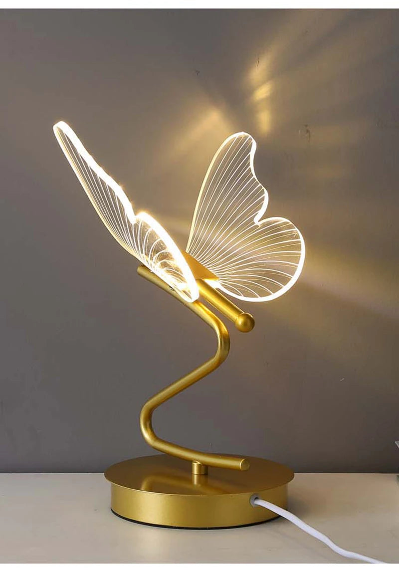 Nordic Butterfly LED Table Lamp – USB, Bedside & Home Decor