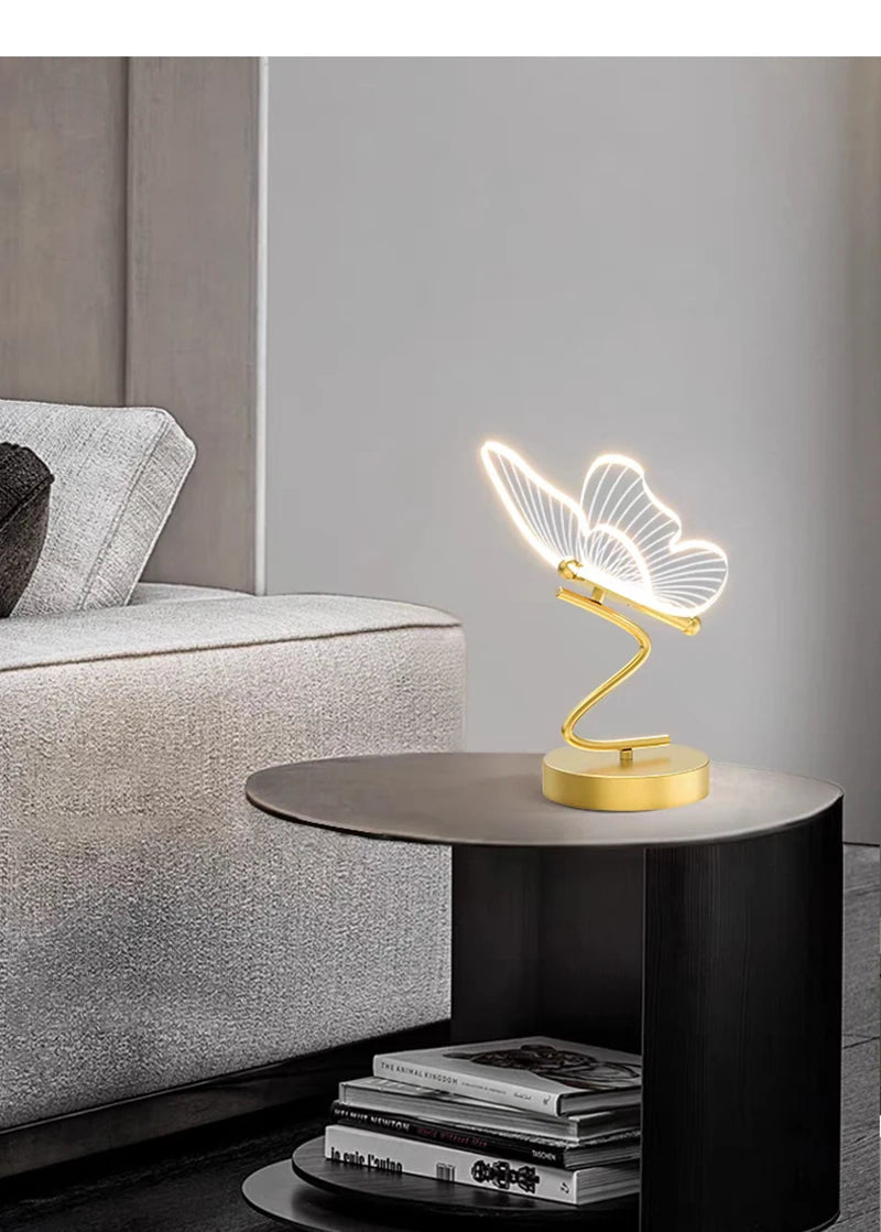 Nordic Butterfly LED Table Lamp – USB, Bedside & Home Decor