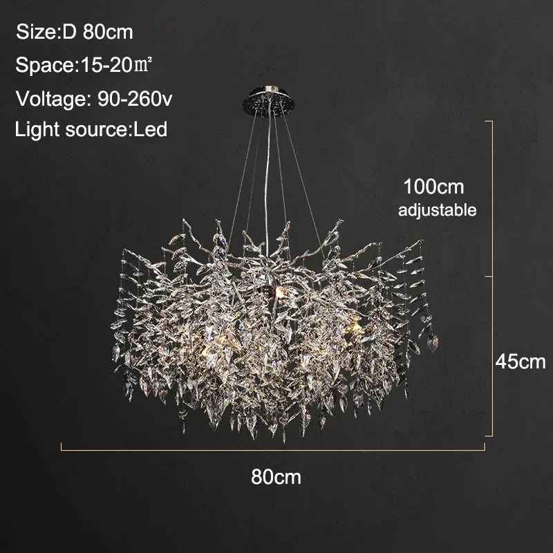 Luxury Crystal Branch Chandelier – Modern LED Ceiling Light for Living & Dining