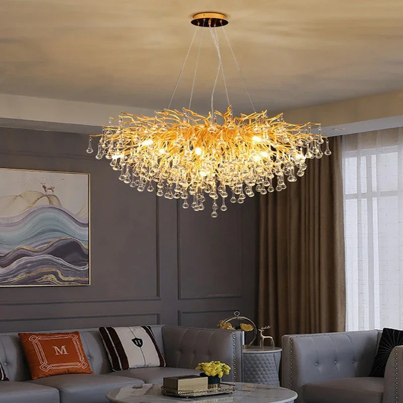 Luxury Crystal Chandelier – LED Pendant Light for Living & Dining Room