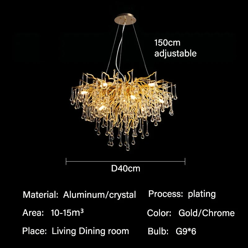 Luxury Crystal Chandelier – LED Pendant Light for Living & Dining Room