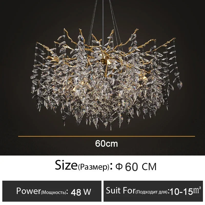 Luxury Crystal Branch Chandelier – Modern LED Ceiling Light for Living & Dining