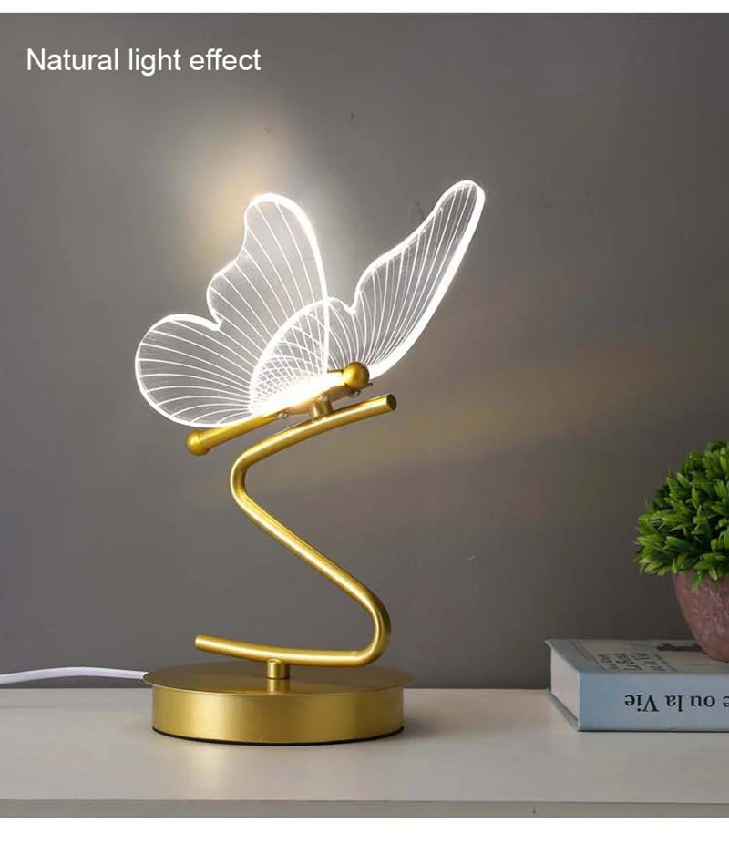 Nordic Butterfly LED Table Lamp – USB, Bedside & Home Decor