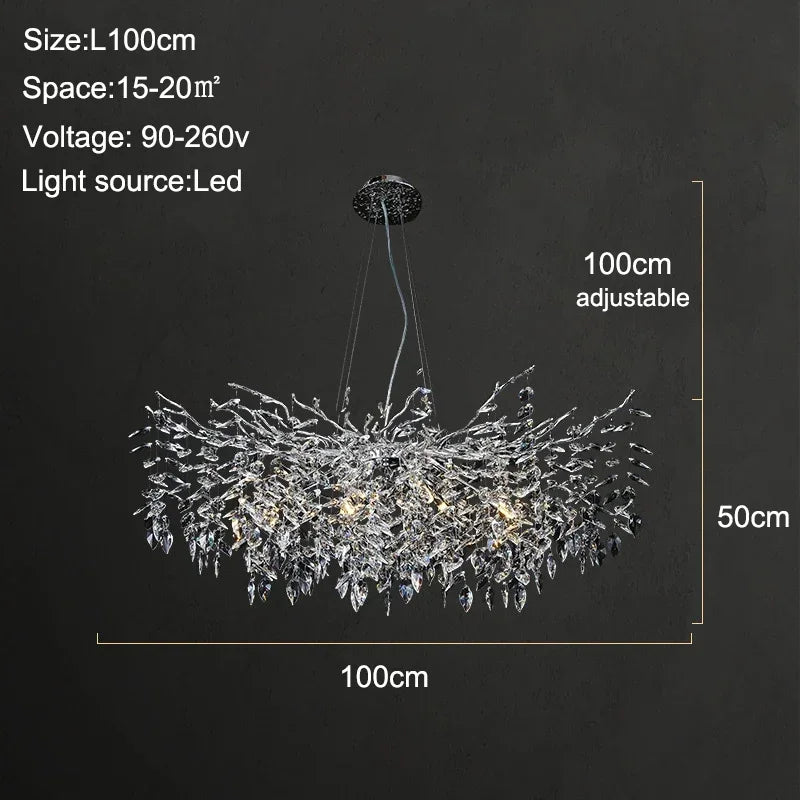 Luxury Crystal Branch Chandelier – Modern LED Ceiling Light for Living & Dining