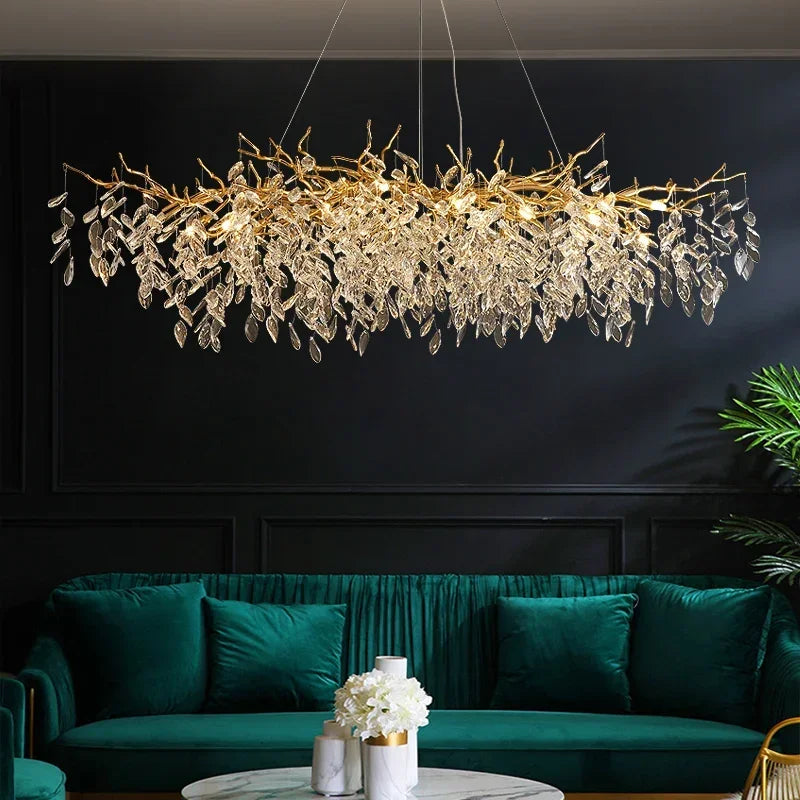 Luxury LED Branch Chandelier – Crystal Pendant Light for Dining Room