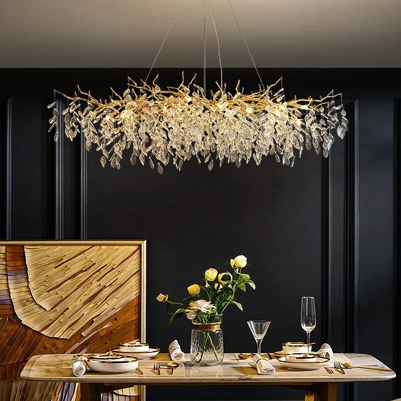 Luxury LED Branch Chandelier – Crystal Pendant Light for Dining Room