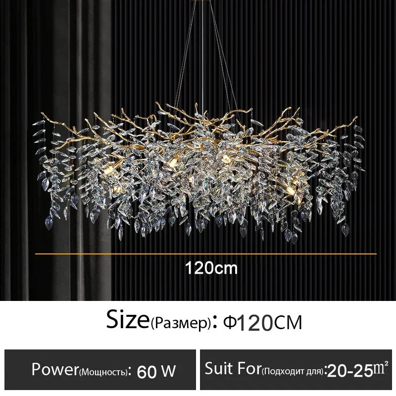 Luxury Crystal Branch Chandelier – Modern LED Ceiling Light for Living & Dining