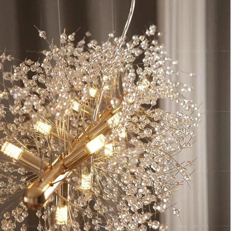 Nordic Crystal Dandelion Chandelier – Elegant Pendant Light for Dining & Kitchen