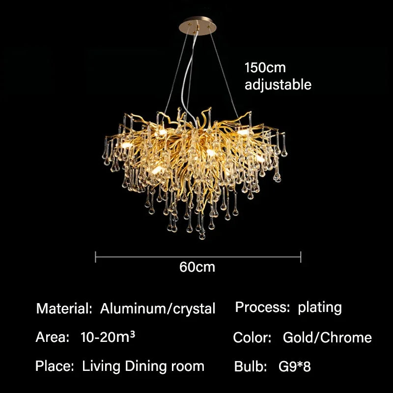 Luxury Crystal Chandelier – LED Pendant Light for Living & Dining Room
