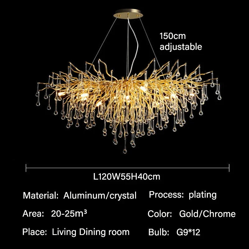 Luxury Crystal Chandelier – LED Pendant Light for Living & Dining Room