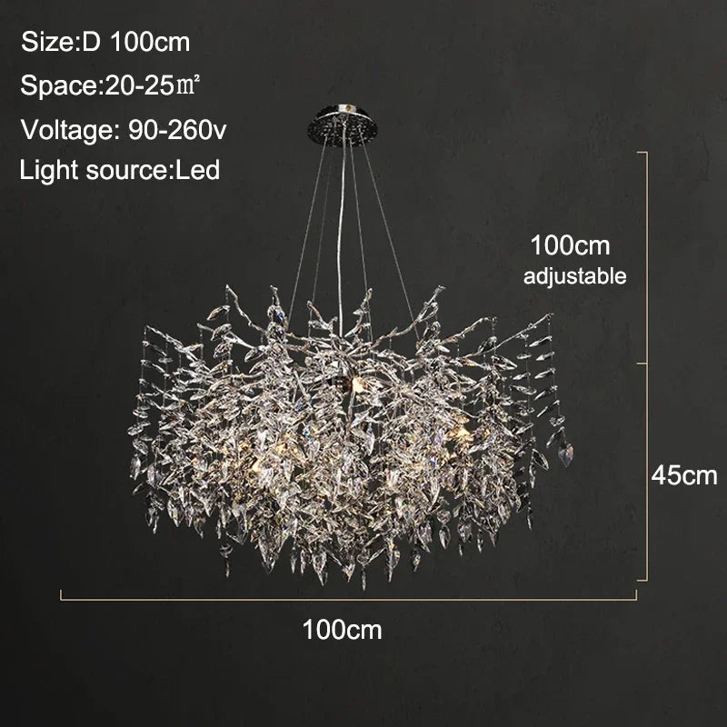 Luxury Crystal Branch Chandelier – Modern LED Ceiling Light for Living & Dining