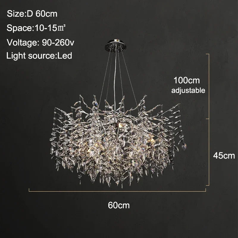 Luxury Crystal Branch Chandelier – Modern LED Ceiling Light for Living & Dining
