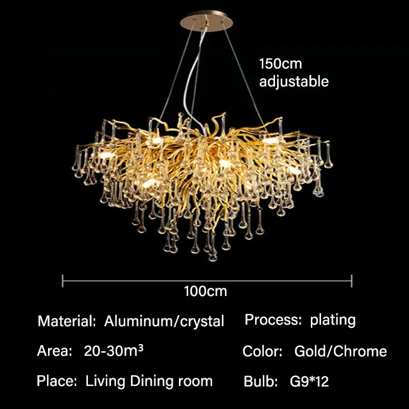 Luxury Crystal Chandelier – LED Pendant Light for Living & Dining Room