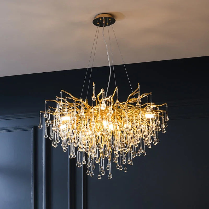Luxury Crystal Chandelier – LED Pendant Light for Living & Dining Room