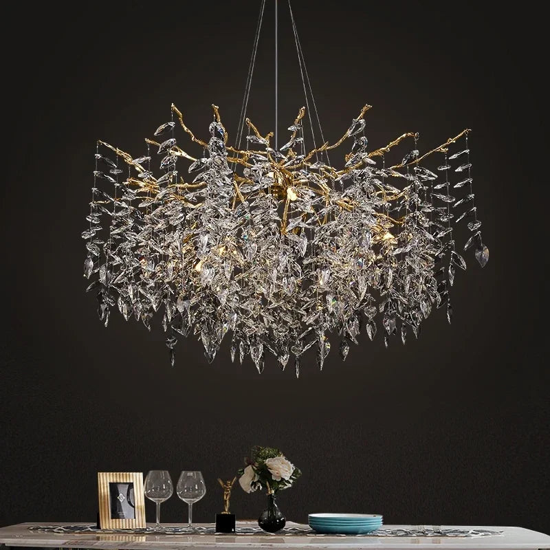 Luxury Crystal Branch Chandelier – Modern LED Ceiling Light for Living & Dining