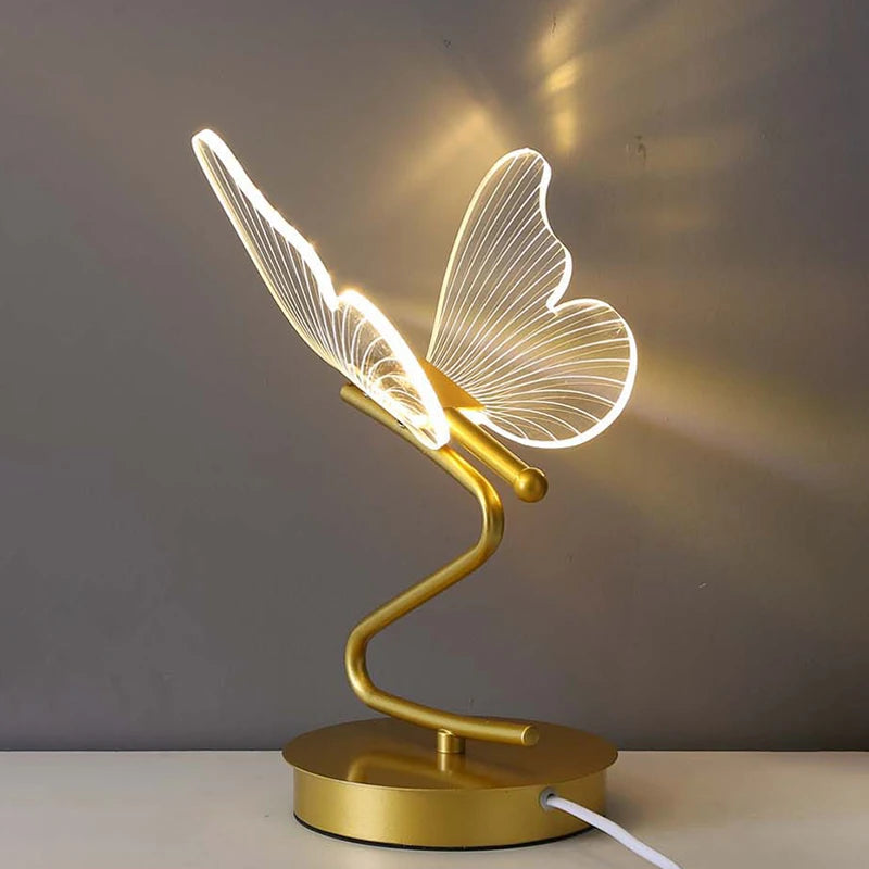 Nordic Butterfly LED Table Lamp – USB, Bedside & Home Decor