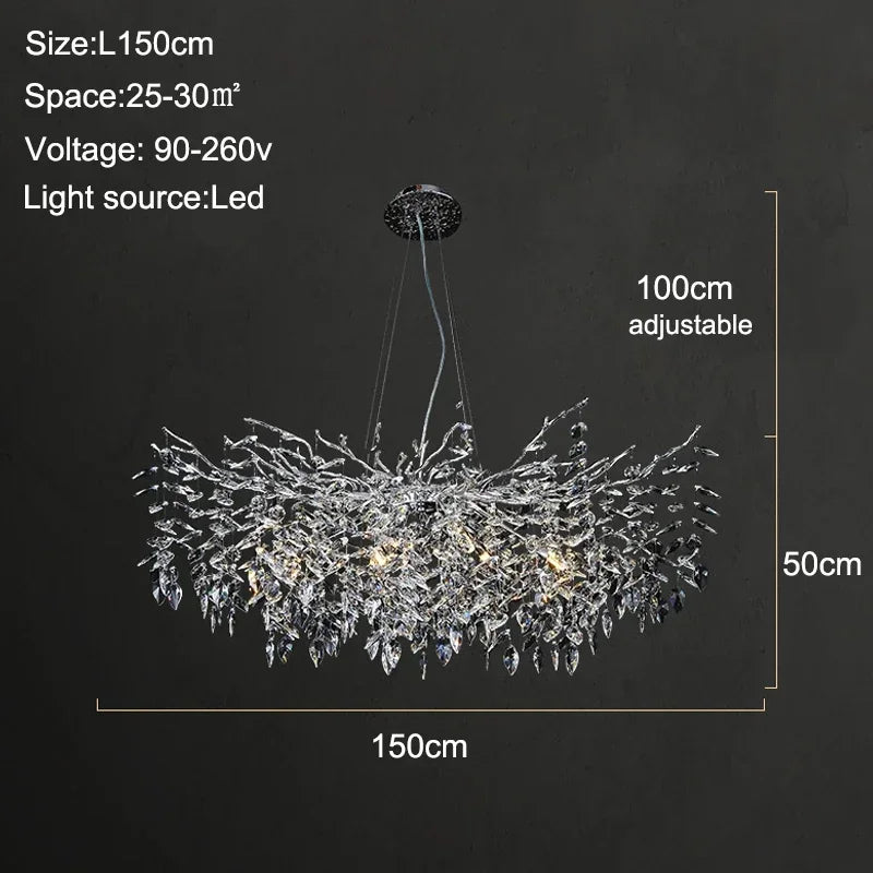 Luxury Crystal Branch Chandelier – Modern LED Ceiling Light for Living & Dining