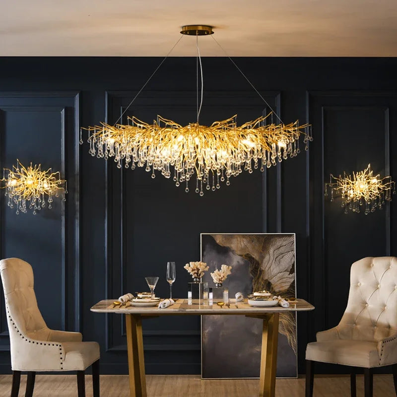 Luxury Crystal Chandelier – LED Pendant Light for Living & Dining Room