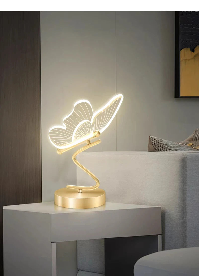 Nordic Butterfly LED Table Lamp – USB, Bedside & Home Decor
