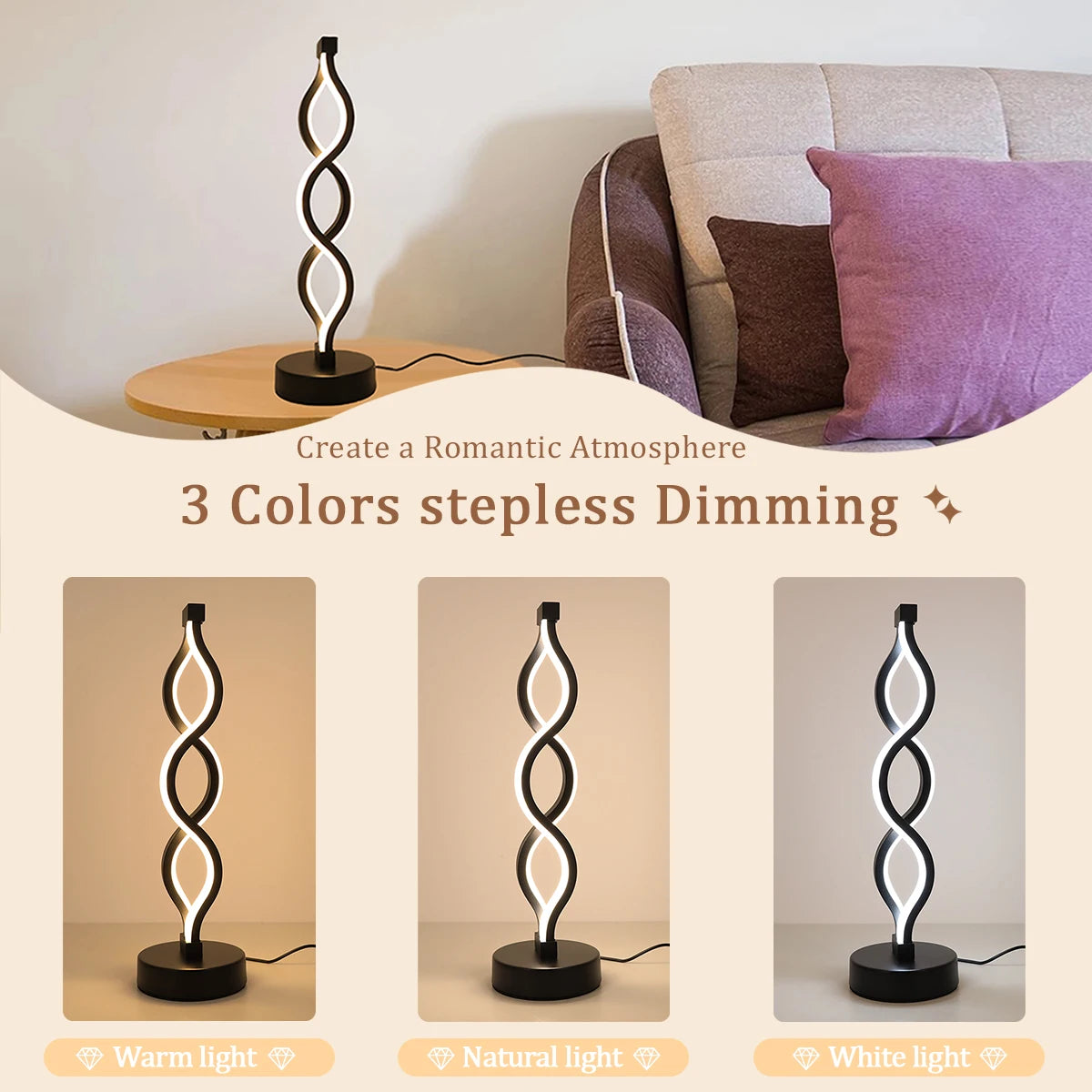 Creative Seaweed LED Table Lamp – Adjustable Color & Brightness