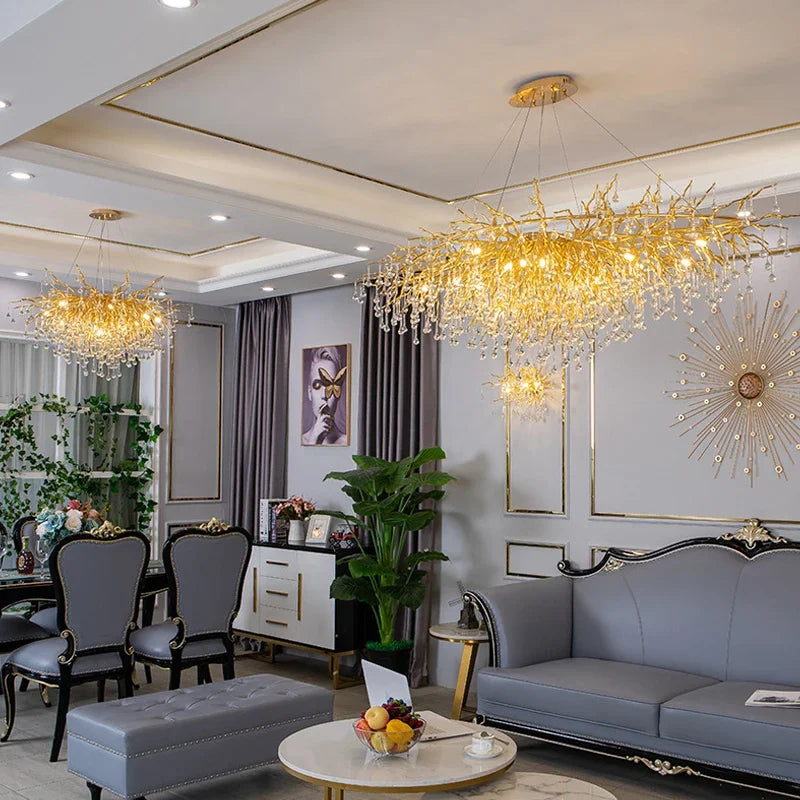 Luxury Crystal Chandelier – LED Pendant Light for Living & Dining Room