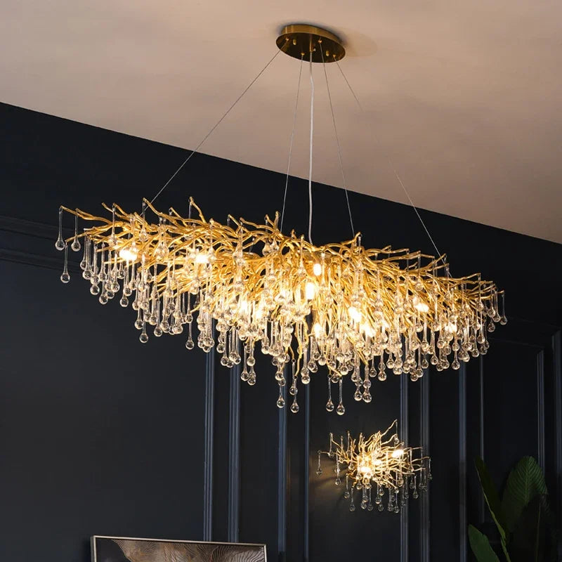 Luxury Crystal Chandelier – LED Pendant Light for Living & Dining Room