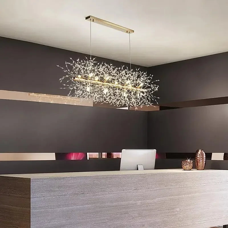Nordic Crystal Dandelion Chandelier – Elegant Pendant Light for Dining & Kitchen