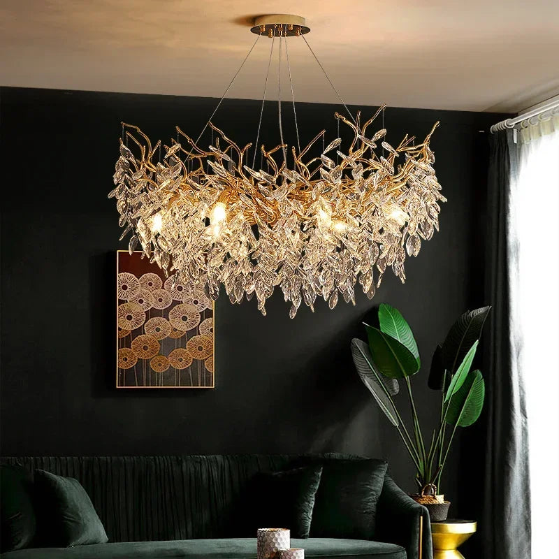 Luxury LED Branch Chandelier – Crystal Pendant Light for Dining Room