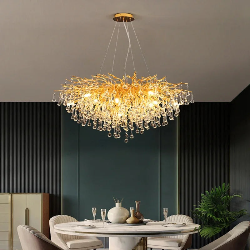 Luxury Crystal Chandelier – LED Pendant Light for Living & Dining Room