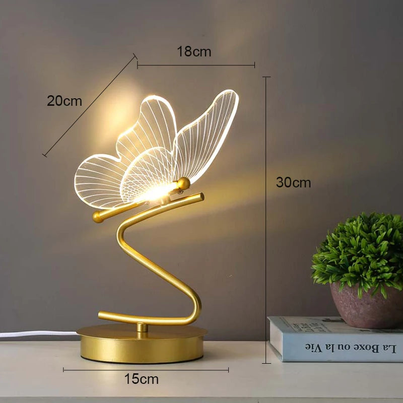 Nordic Butterfly LED Table Lamp – USB, Bedside & Home Decor