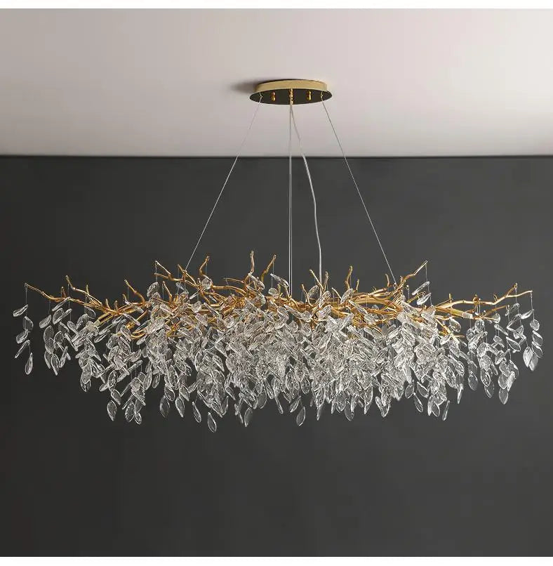 Luxury LED Branch Chandelier – Crystal Pendant Light for Dining Room