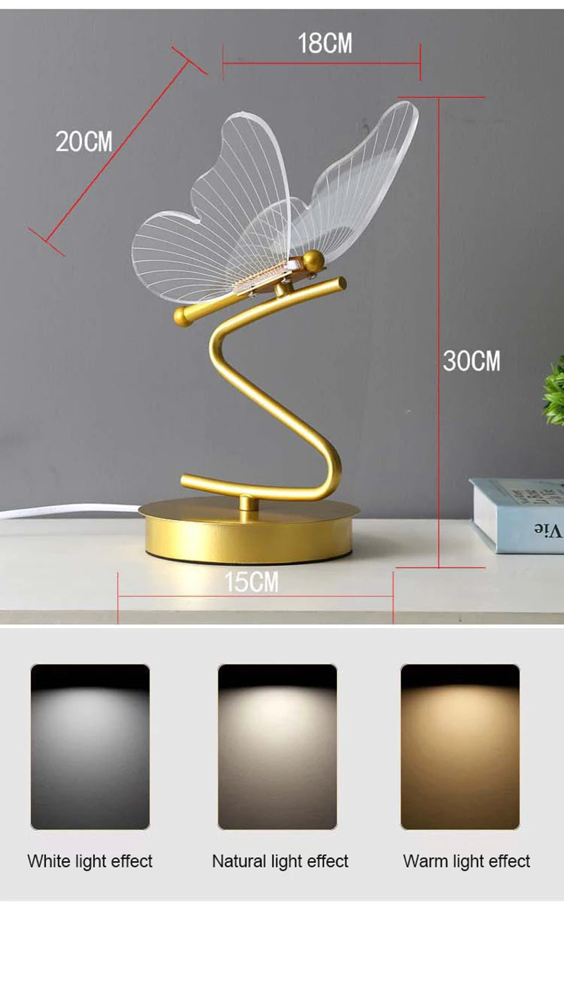 Nordic Butterfly LED Table Lamp – USB, Bedside & Home Decor