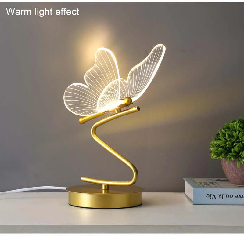 Nordic Butterfly LED Table Lamp – USB, Bedside & Home Decor