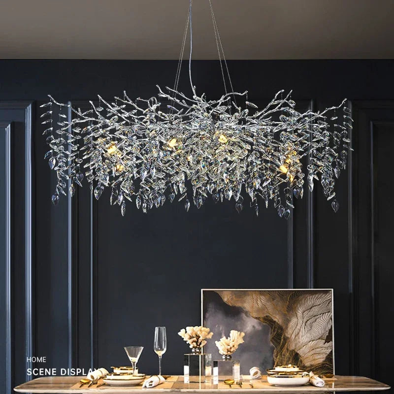 Luxury Crystal Branch Chandelier – Modern LED Ceiling Light for Living & Dining