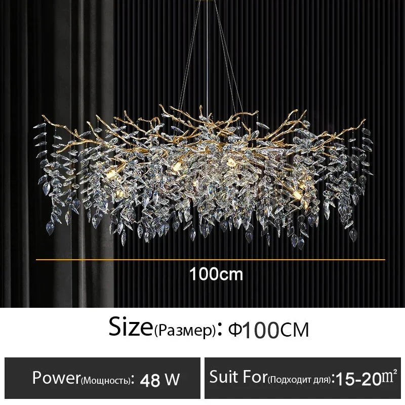 Luxury Crystal Branch Chandelier – Modern LED Ceiling Light for Living & Dining
