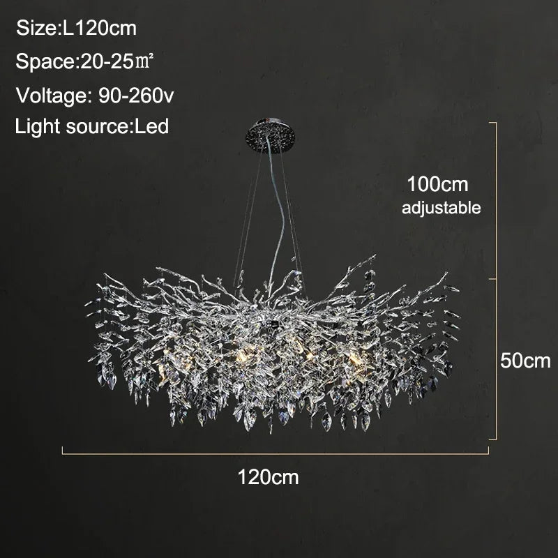 Luxury Crystal Branch Chandelier – Modern LED Ceiling Light for Living & Dining