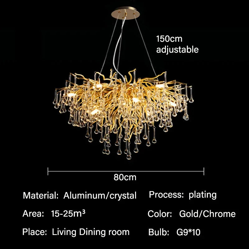 Luxury Crystal Chandelier – LED Pendant Light for Living & Dining Room