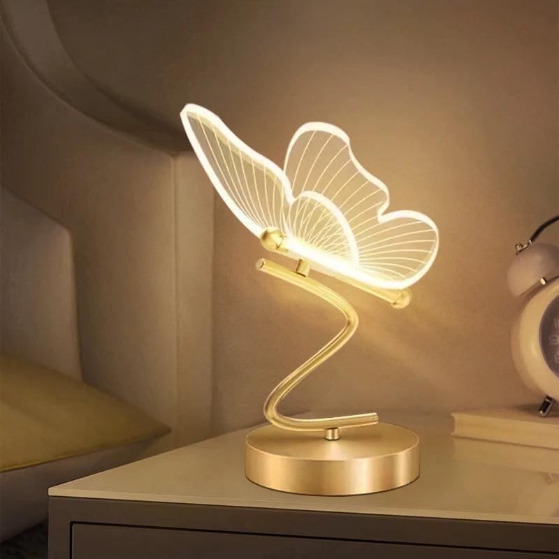 Nordic Butterfly LED Table Lamp – USB, Bedside & Home Decor