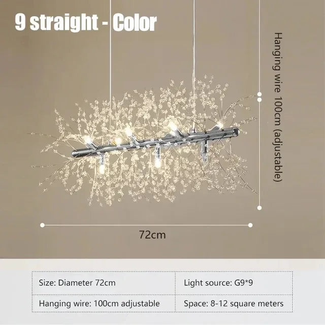 Nordic Crystal Dandelion Chandelier – Elegant Pendant Light for Dining & Kitchen