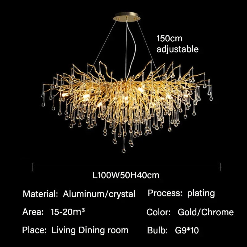 Luxury Crystal Chandelier – LED Pendant Light for Living & Dining Room