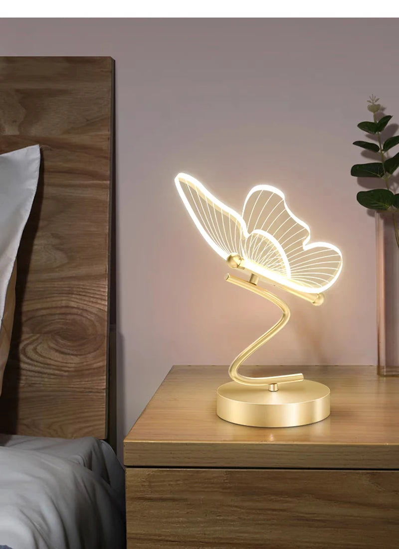 Nordic Butterfly LED Table Lamp – USB, Bedside & Home Decor
