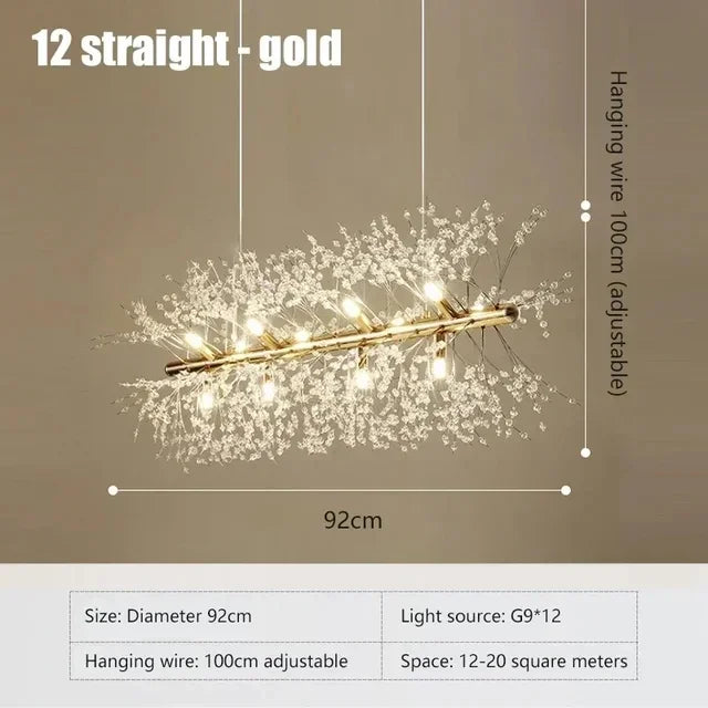 Nordic Crystal Dandelion Chandelier – Elegant Pendant Light for Dining & Kitchen