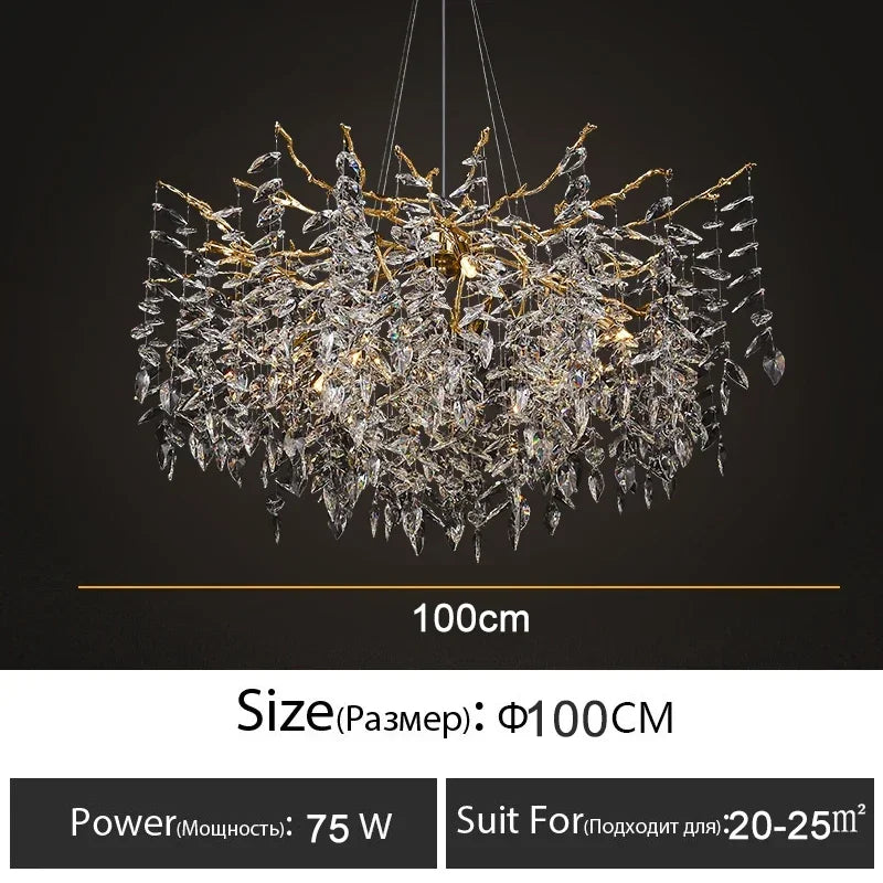 Luxury Crystal Branch Chandelier – Modern LED Ceiling Light for Living & Dining