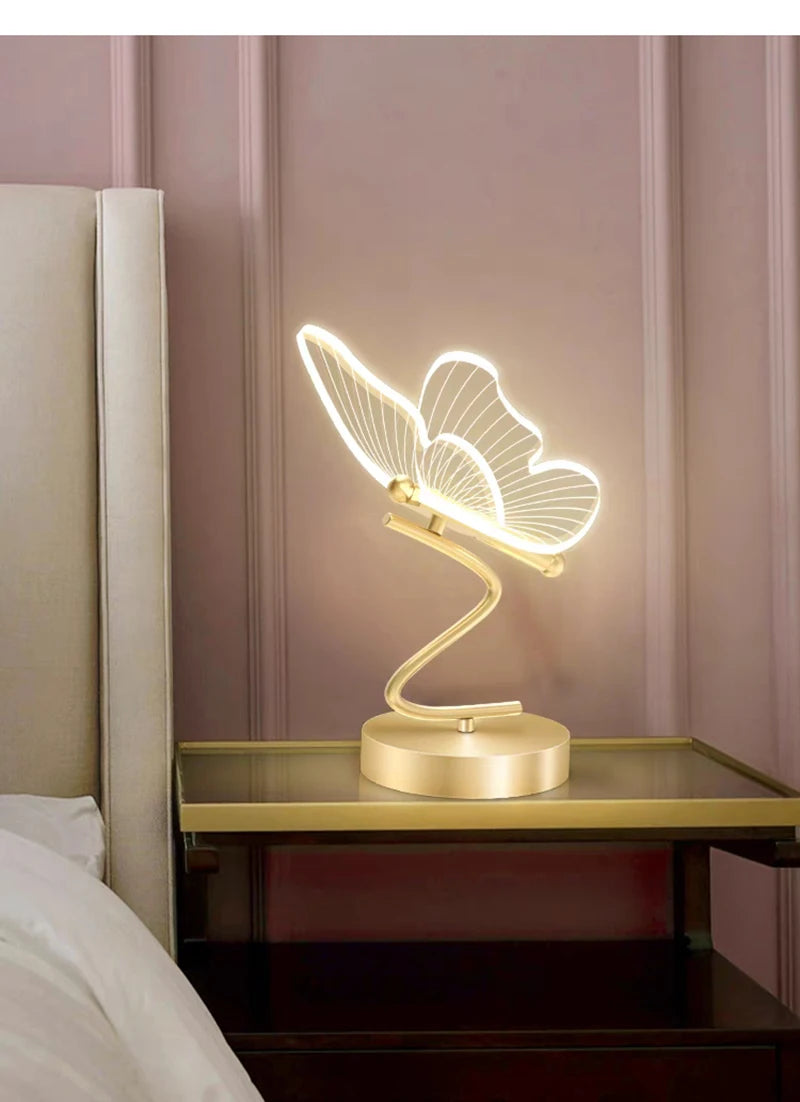 Nordic Butterfly LED Table Lamp – USB, Bedside & Home Decor