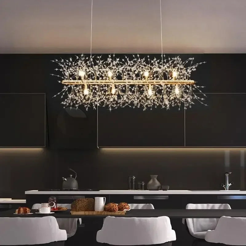 Nordic Crystal Dandelion Chandelier – Elegant Pendant Light for Dining & Kitchen