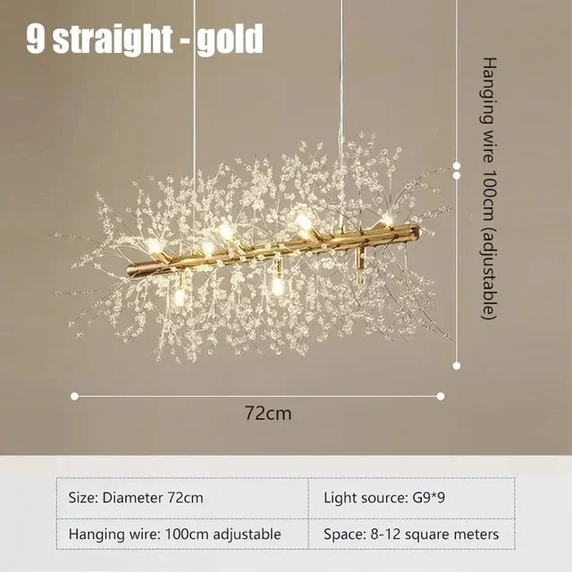 Nordic Crystal Dandelion Chandelier – Elegant Pendant Light for Dining & Kitchen
