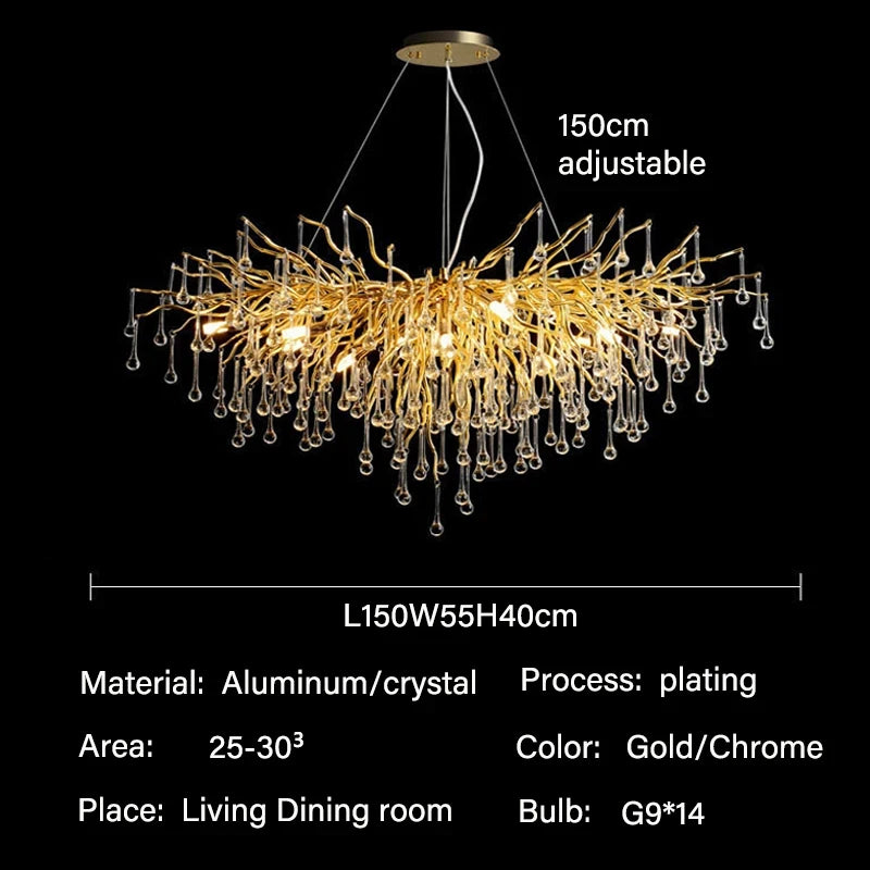 Luxury Crystal Chandelier – LED Pendant Light for Living & Dining Room