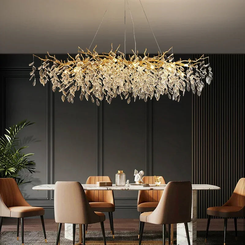 Luxury LED Branch Chandelier – Crystal Pendant Light for Dining Room