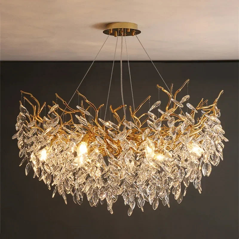 Luxury LED Branch Chandelier – Crystal Pendant Light for Dining Room