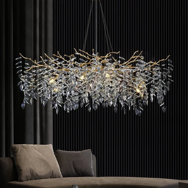 Luxury Crystal Branch Chandelier – Modern LED Ceiling Light for Living & Dining
